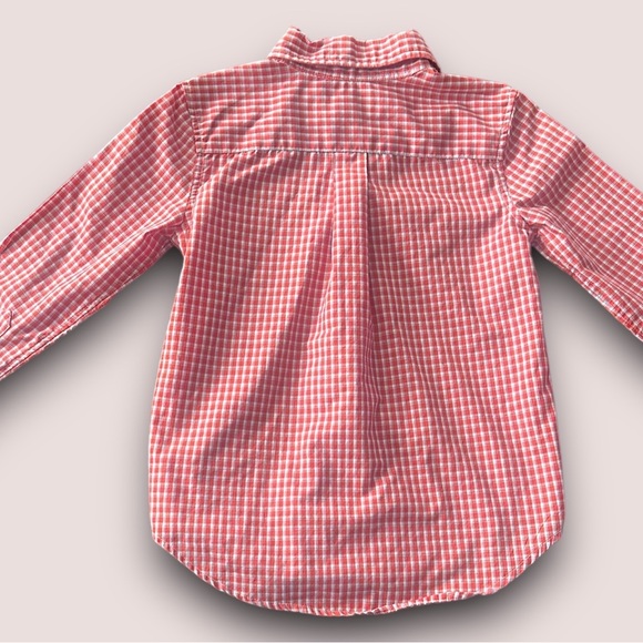 Chaps Easy Care Dress Button Down Shirt red and white plaid Boys size 5 logo - Picture 2 of 8